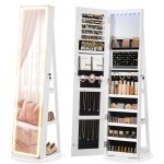 Armoire � bijoux sur pied avec miroir avec �clairage r�glable verrouillable grand espace de rangement ...
