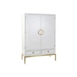 Armoire en bois blanc laqu avec 2 portes 2 tiroirs et 2 tagres - largeur 120 x hauteur 175 x profondeur ...