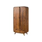 Armoire en bois de sheesham 90x45x180 marron clair laqu� mailand n� 110