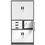 Armoire de bureau c018s ii mtallique coffre - fort compartiment secret portes battantes 185 cm x 90 ...