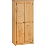 Armoire cancun penderie avec 1 �tag�re derri�re 2 portes battantes en pin massif finition teint�e / cir�e ...