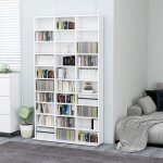 Armoire  cd vidaxl blanc 102x16x1775 cm en bois dingnierie avec 30 compartiments ouverts