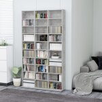 Armoire  cd vidaxl gris bton 102x16x1775 cm en bois dingnierie avec 30 compartiments ouverts