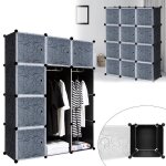 Armoire de chambre 12 cubes en plastique noir - xmtech - diy meuble de rangement - 105 x 35 x 140cm Armoire de chambre 12 cubes en plastique noir - xmtech - diy meuble de rangement - 105 x 35 x 140cm