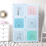 Armoire de chambre pour enfants - homewell - bleu - 74 * 37 * 110cm - 2 portes - montage facile