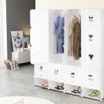 Armoire de chambre modulable yipeema - homewell - blanc - 147x36x165cm - 16 cubes + 4 �tag�res