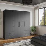Armoire de chambre - mokkaris - d�cor noir - 4 portes battantes - 4 tiroirs - l2059 x p588 x h200cm