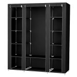 Armoire de chambre non tiss�e 3 portes noir - ohmg - v�tements suspendus - 172 * 134 * 43cm