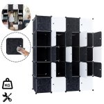 Armoire de chambre en plastique lzq avec porte et tiges de suspension - meuble rangement 20 cubes - noir ...