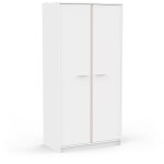 Armoire de chambre - reverso - blanc mat - d�cor rose ou bleu - 2 portes - l883 x p50 x h1809 cm
