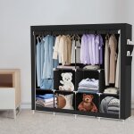 Armoire chambre en tissu - ohmg - penderie - compartiments de suspension - noir