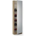 Armoire à chaussures chêne brossé - blanc perle avec miroir et 1 porte l 50 x p 20 x h 18050 cm Armoire à chaussures chêne brossé - blanc perle avec miroir et 1 porte l 50 x p 20 x h 18050 cm