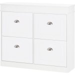 Armoire � chaussures - homcom - rangement 4 portes abattantes double niveau entr�e - mdf - 98x24x83cm ...