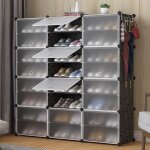 Armoire � chaussures mengda - meuble de rangement pratique - 24 cubes - plastique - gris
