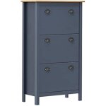 Armoire  chaussures - vidaxl - hill range - bois massif - 3 portes - gris 72x35x124 cm