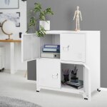 Ml - design armoire de classement blanche 75x40x805 cm en acier vestiaire � 4 portes rangement dobjets ...