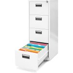 Armoire classeur pour dossier avec 4 tiroirs armoire de bureau metallique 132 cm x 46 cm x 62 cm (blanc) ...