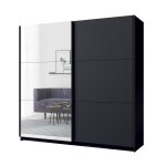 Armoire collection 200 cm 2 portes coulissantes avec miroir - gris graphite - collection arsala Armoire collection 200 cm 2 portes coulissantes avec miroir - gris graphite - collection arsala