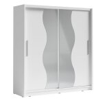 Armoire 2 portes coulissantes avec miroir 205 cm - blanc - collection bahia Armoire 2 portes coulissantes avec miroir 205 cm - blanc - collection bahia