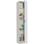 Armoire colonne de rangement avec 1 porte et 4 tageres coloris blanc - 180 cm (hauteur) x 37 cm (longueur) ...