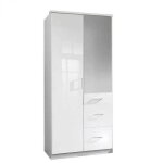 Armoire cooper 2 portes miroir 3 tiroirs largeur 91 laqu� blanc / blanc