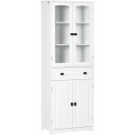Homcom - armoire de cuisine - bois - 60x30x160cm - blanc
