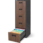 Armoire pour dossiers suspendus m�tallique avec 5 tiroirs rev�tement en poudre t�le dacier (anthracite ...