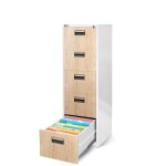 Armoire pour dossiers suspendus mtallique avec 5 tiroirs revtement en poudre tle dacier (blanc / imitation ...