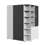 Armoire dressing placard meuble de rangement blanc rechampis graphite - longueur 124 x hauteur 199 x ...