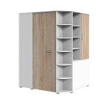 Armoire dressing placard meuble de rangement coloris blanc rechampis imitation ch�ne - longueur 124 x ...