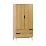 Armoire dressing vintage effet frne 2 portes. 2 tiroirs. 1 tringle