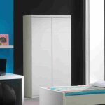Armoire enfant - laque blanche - 2 portes - classique - chambre - l 110 cm x p 57 cm x h 204 cm - lara ...
