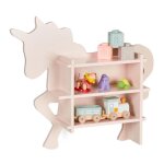 Relaxdays rangement licorne pour enfants 2 compartiments ouverts mural hxlxp : 545x66x13 cm meuble  ...