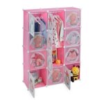 Relaxdays armoire chambre denfant modulable 2 tringle � v�tements diy �tag�re hlp 145x110x37 cm rose