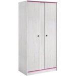 Armoire enfant parisot switch - 2 portes - d�cor pin memphis - chants r�versibles bleu / rose