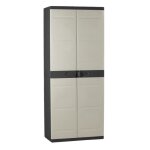 Armoire haute avec étagères - plastiken - titanium - 70 x 44 x 176 cm - beige et noir Armoire haute avec étagères - plastiken - titanium - 70 x 44 x 176 cm - beige et noir