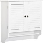 Armoire murale salle de bain - kleankin - placard 2 portes persiennes �tag�re porte - serviette - bois ...