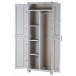 Armoire haute de rangement beige plastiken - 4 tagres et une penderie - space saver - intrieur et ...