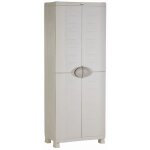 Armoire haute de rangement en rsine beige - plastiken - space saver - 2 portes et 4 tagres