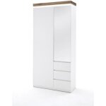 Armoire avec led laque blanc brillant et marron - l91 x h198 x p38 cm