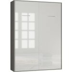 Armoire lit escamotable smart - v2 structure gris graphite mat fa�ade gloss blanc brillant 160 * 200 ...
