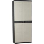 Armoire meuble de rangement 2 portes intrieur - extrieur coloris noir - taupe - longueur 70 x profondeur ...
