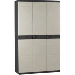 Armoire meuble de rangement 3 portes intérieur - extérieur coloris noir - taupe - longueur 105 x profondeur ... Armoire meuble de rangement 3 portes intérieur - extérieur coloris noir - taupe - longueur 105 x profondeur ...
