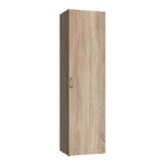 Armoire meuble de rangement avec 6 tablettes coloris imitation ch�ne - longueur 45 x hauteur 185 x profondeur ...