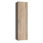 Armoire meuble de rangement avec 6 tablettes coloris imitation ch�ne - longueur 50 x hauteur 185 x profondeur ...