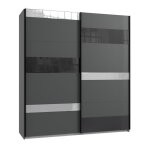 Armoire meuble de rangement coloris graphite rechampis et verre coloris noir - �longueur 180 x hauteur ...