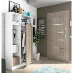 Armoire meuble de rangement lux coloris blanc brillant - cambrian - hauteur 180 x longueur 100 x profondeur ...