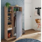 Armoire meuble de rangement lux coloris ch�ne dor� - gris - hauteur 180 x longueur 100 x profondeur 35 ...