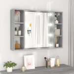 Armoire � miroir - gototop - sonoma gris - 76x15x55 cm - led int�gr�es - design contemporain