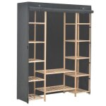 Armoire multifonctionnelle - omabeta - gris - tissu et cadre en sapin massif - 135x40x170 cm